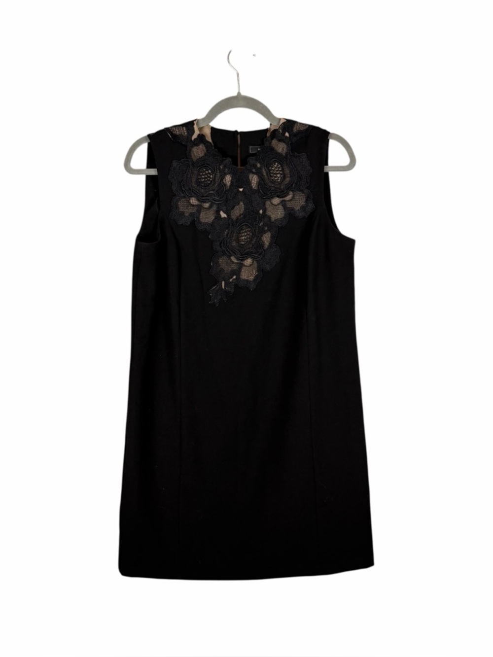 BCBGMAXAZRIA Floral Lace Appliqué Sheath Dress Black Sleeveless Size S